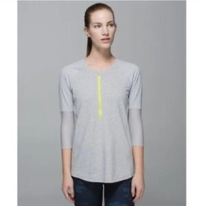 Lululemon Spincity  3/4 Sleeve 1/2 Zip Cycling Gray Yellow Top